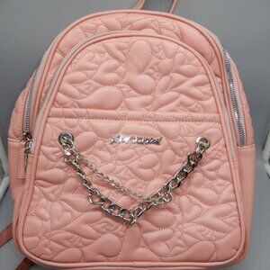 BETSEY JOHNSON Bag JUNE Backpack Quilted Hearts - Rose Pink new